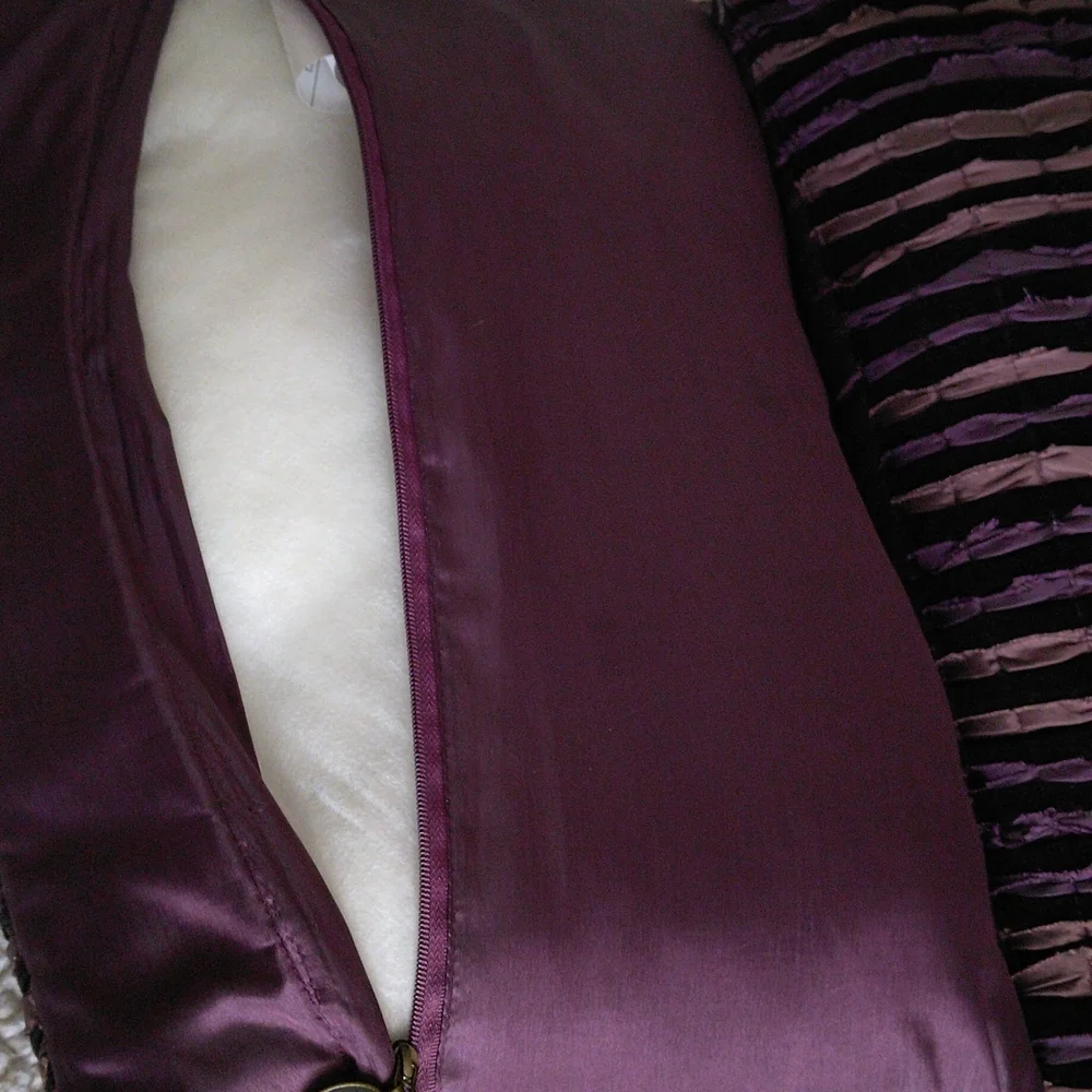 Pier 1 Imports 13x18 Purple Ruffle Rectangle Zip Case Decor Pillow Set